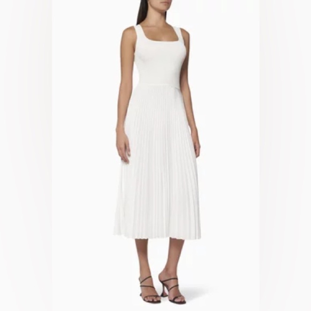THEORY Ribbed Pleated Midi Dress
